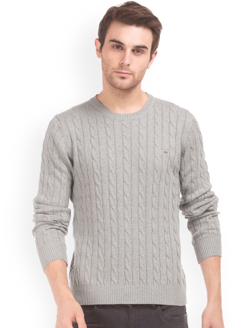 

GANT Men Grey Self Design Pullover