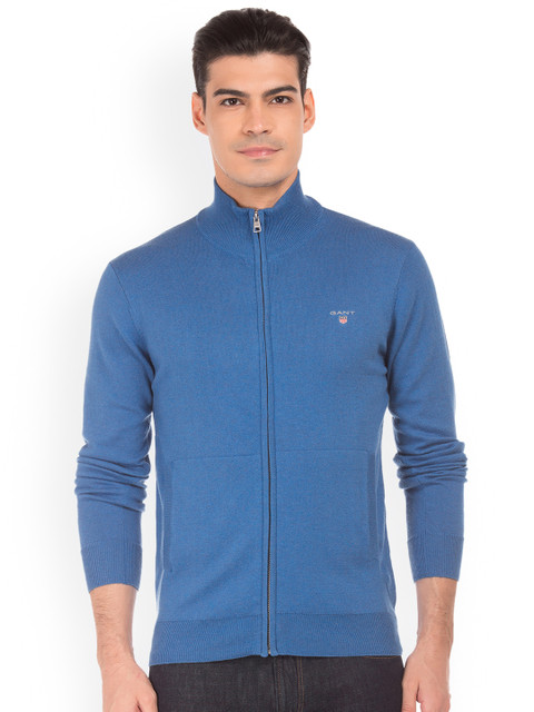 

GANT Men Blue Solid Front-Open Sweater