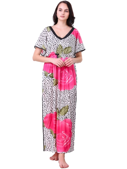 

Masha White & Pink Printed Nightdress KF-A250-1297