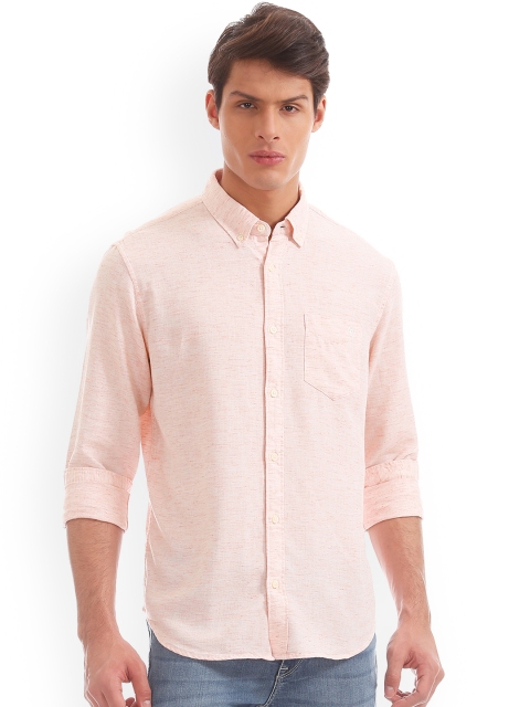 

Aeropostale Men Pink Regular Fit Self Design Casual Shirt