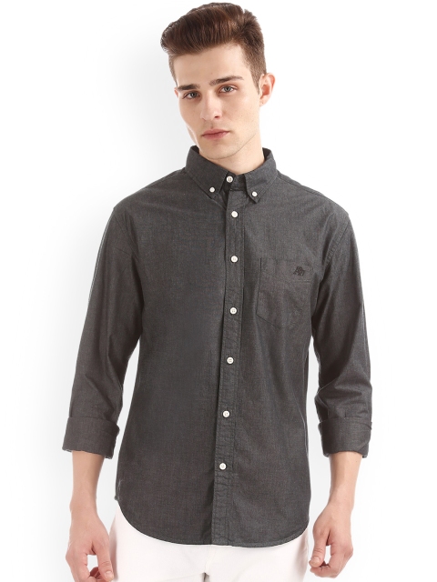 

Aeropostale Men Charcoal Grey Regular Fit Solid Casual Shirt
