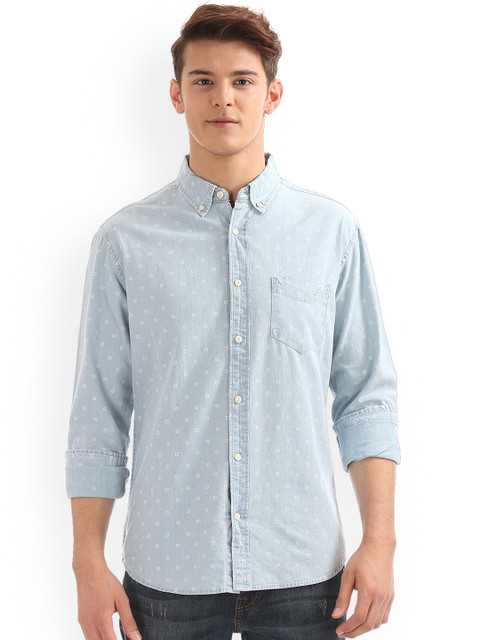 

Aeropostale Men Blue Regular Fit Printed Casual Shirt