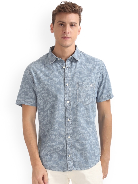 

Aeropostale Men Blue Regular Fit Printed Casual Shirt