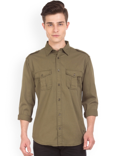 

Aeropostale Men Olive Brown Regular Fit Solid Casual Shirt