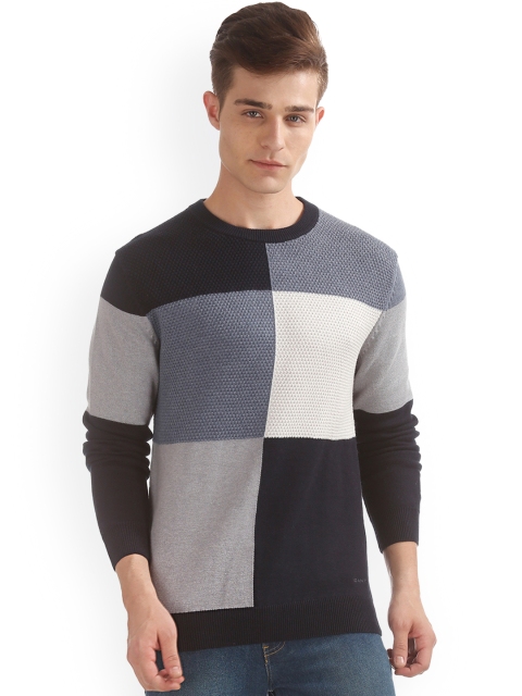 

GANT Men Navy Blue & Black Colourblocked Pullover