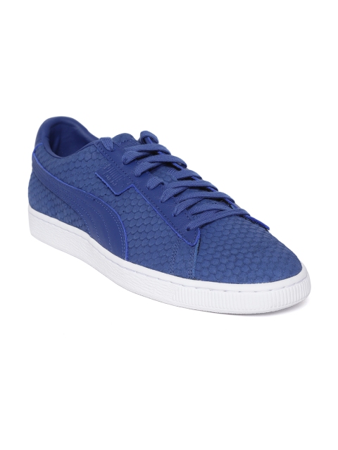 

Puma Men Blue Suede Classic Primal Armor Snakeskin Textured Sneakers