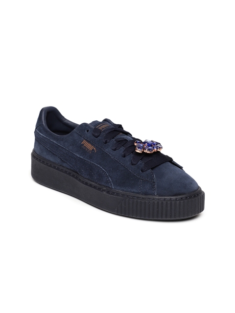 

Puma Women Navy Blue Suede Platform Gem Sneakers