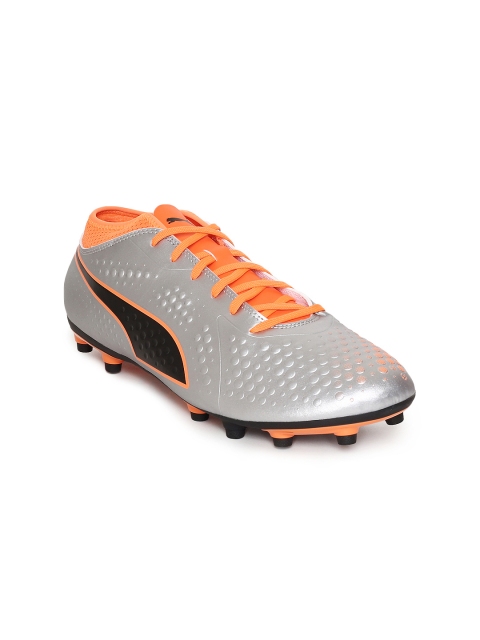 

Puma Men Silver-Toned & Orange ONE 4 Syn FG Football Shoes