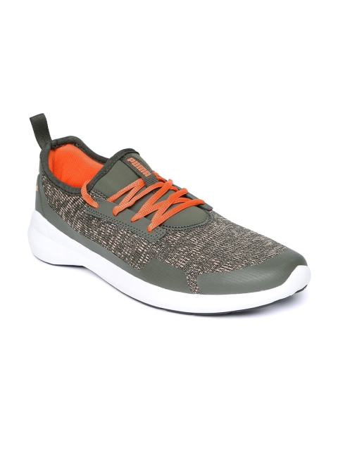 

Puma Men Olive Green & Beige Stride Evo IDP Patterned Sneakers
