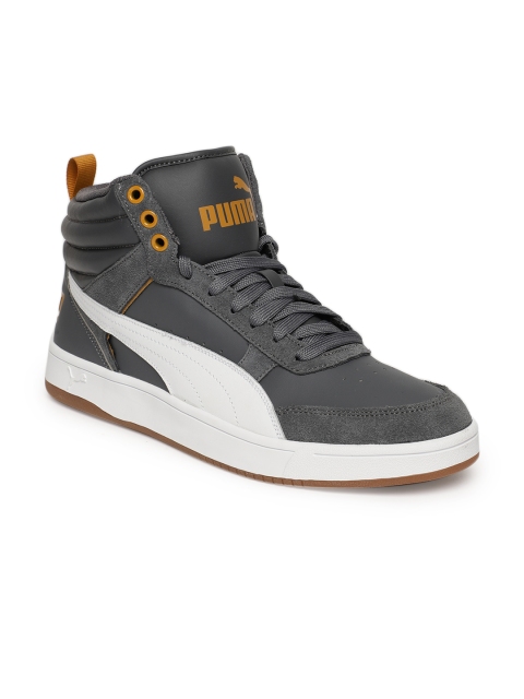 

Puma Men Grey Rebound Street v2 Mid-Top Sneakers