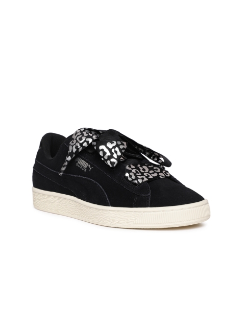 

Puma Girls Black Suede Heart Suede AthLuxe Jr Sneakers