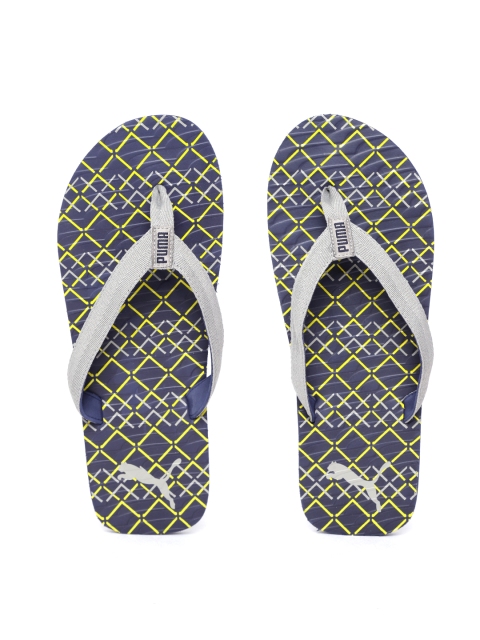 

Puma Men Grey & Navy Blue Mazo Graphic IDP Printed Thong Flip-Flops