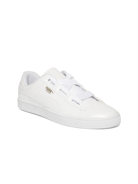 

Puma Women White Basket Heart Patent Sneakers