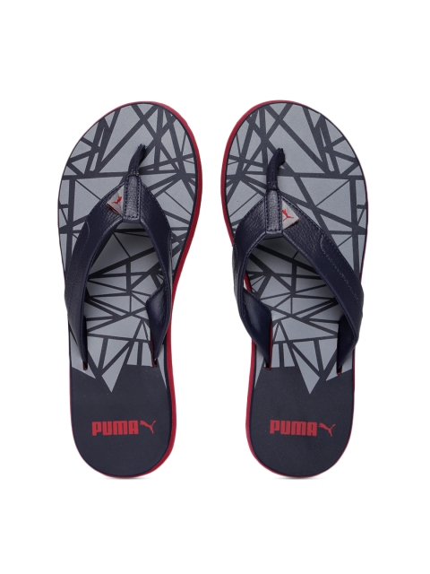 

Puma Men Navy Blue & Grey Printed Thong Flip-Flops