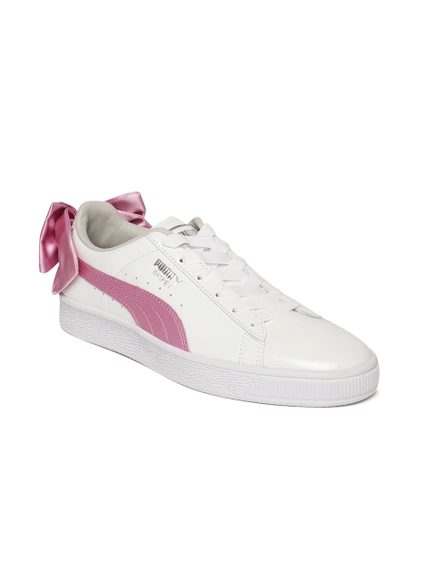 

Puma Girls White Basket Bow Patent Junior Sneakers