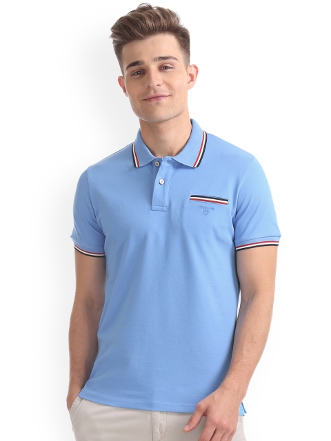 

GANT Men Blue Solid Polo Collar T-shirt