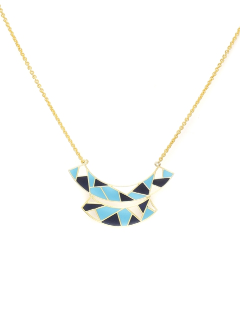 

Voylla Gold-Toned & Blue Brass Enamelled Necklace