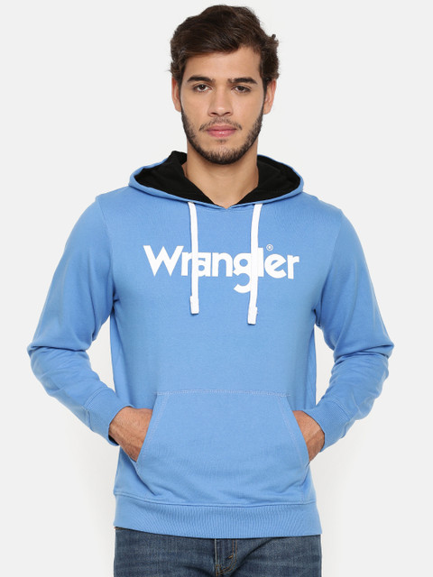 

Wrangler Men Blue Printed Hooded Sweatshirt