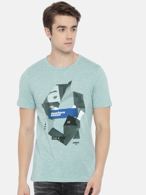 

Jack & Jones Men Blue Printed Round Neck JCO PHIL T-shirt
