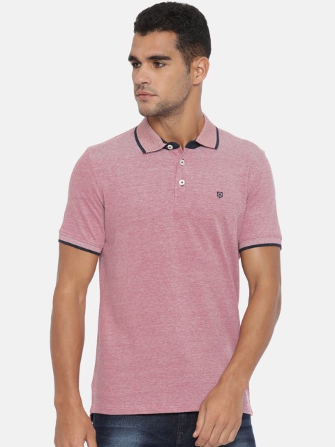

Jack & Jones Men Red Solid Polo Collar PAULOS T-shirt
