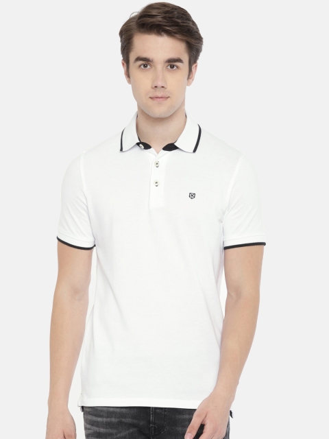 

Jack & Jones Men White Solid Polo Collar PAULOS T-shirt