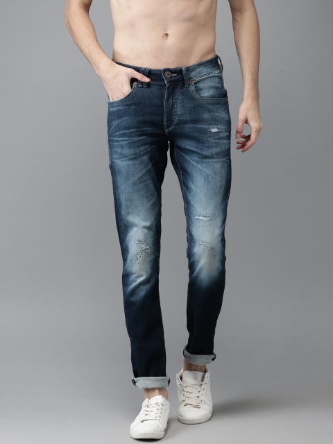 

Flying Machine Men Blue Skinny Fit Mid-Rise Mildly Distressed Stretchable Jeans