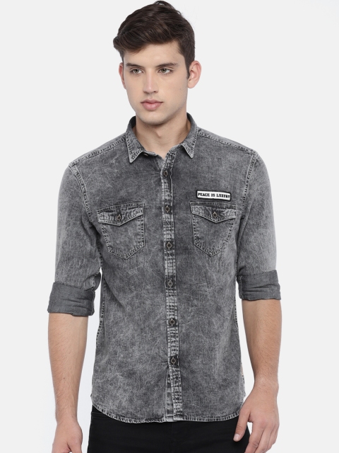 

Flying Machine Men Black Regular Fit Faded Casual Shirt