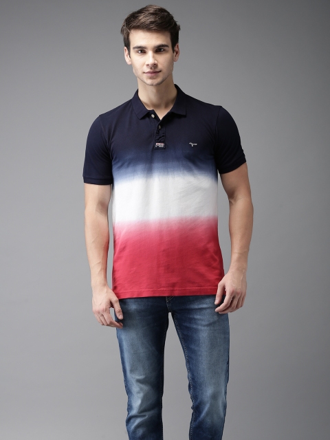 

Flying Machine Men Navy Blue Dyed Polo Collar T-shirt