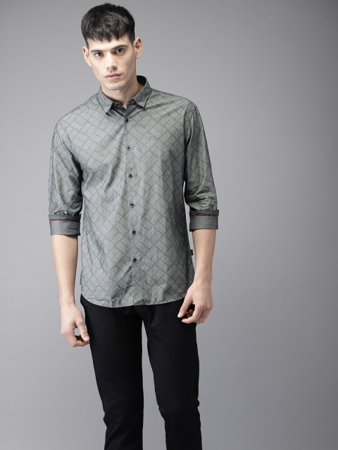 

Flying Machine Men Grey Regular Fit Printed Casual Shirt