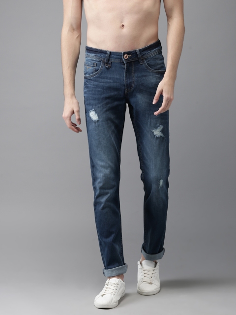 

Flying Machine Men Blue Skinny JACKSON Fit Mid-Rise Mildly Distressed Stretchable Jeans