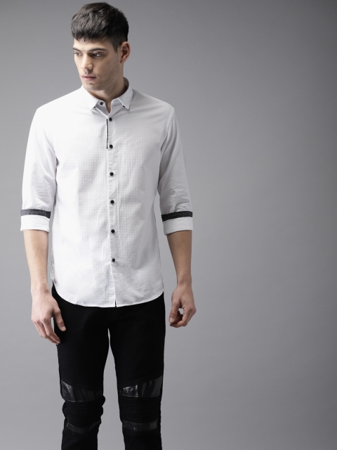 

Flying Machine Men White Regular Fit Self Design Casual Shirt