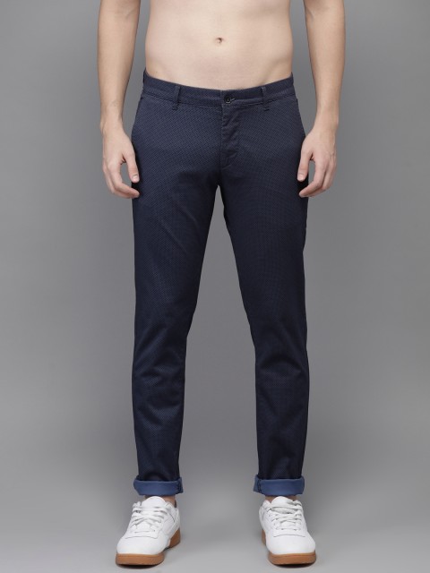 

Flying Machine Men Blue Super Slim Fit Geometric Printed Chinos