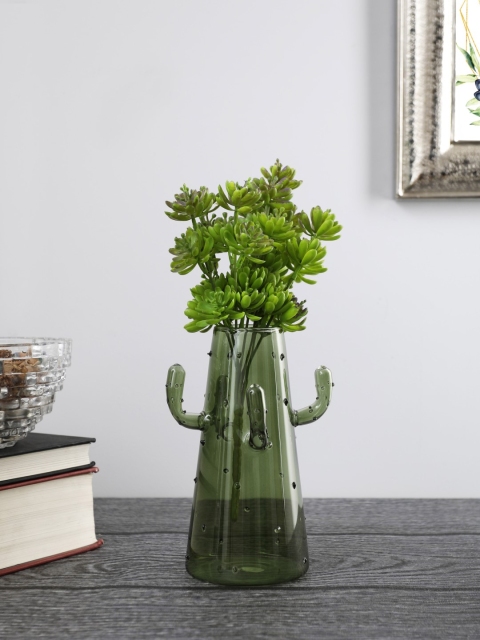 

OddCroft Green Smooth Cactus Glass Vase