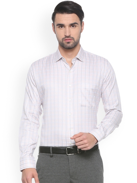 

Van Heusen Men Peach-Coloured Slim Fit Checked Casual Shirt