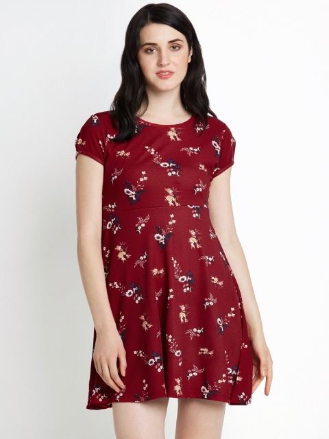 

Honey by Pantaloons Women Maroon Printed Fit and Flare Dress