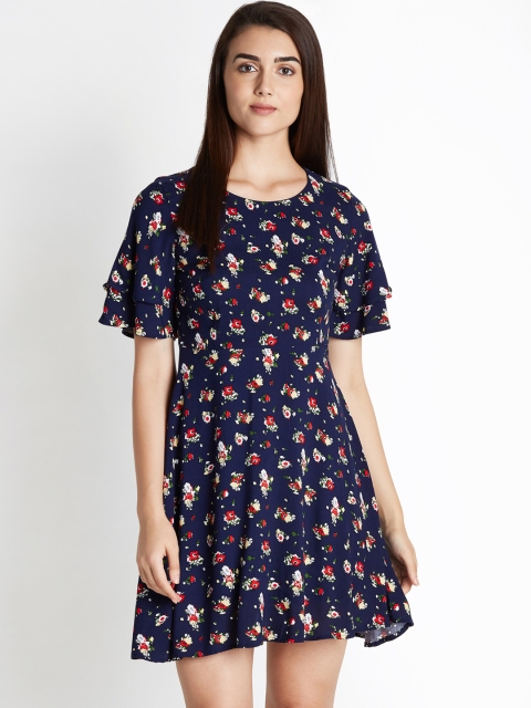 

Honey by Pantaloons Women Blue Printed Fit and Flare Dress
