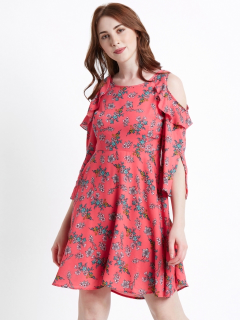 

Honey by Pantaloons Women Coral Printed Fit and Flare Dress