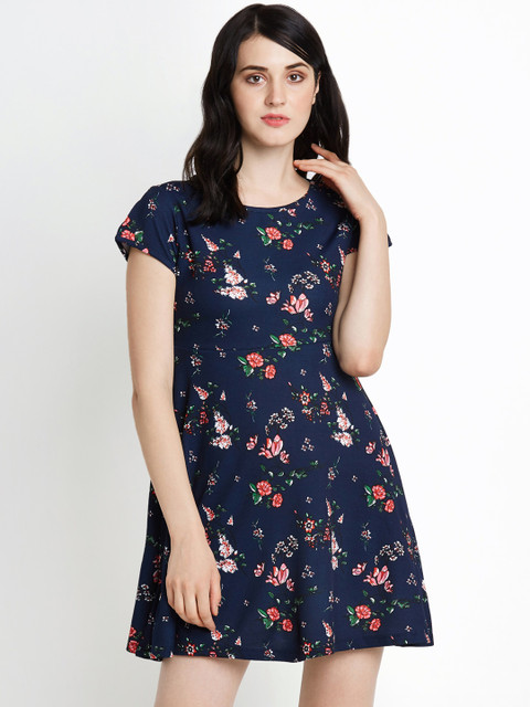 

Honey by Pantaloons Women Blue Printed Fit and Flare Dress