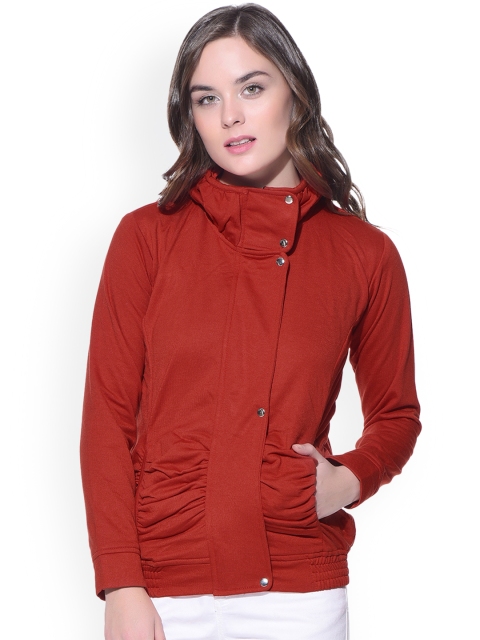 

PURYS Women Red Solid Bomber Jacket