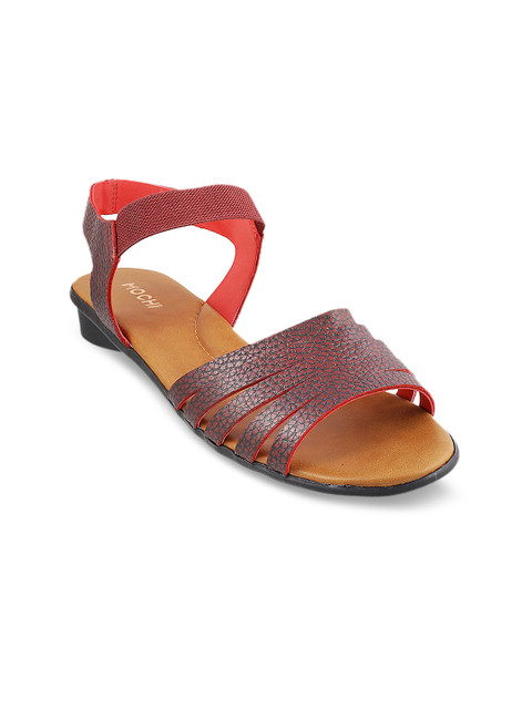 

Mochi Women Red Solid Synthetic Open Toe Flats