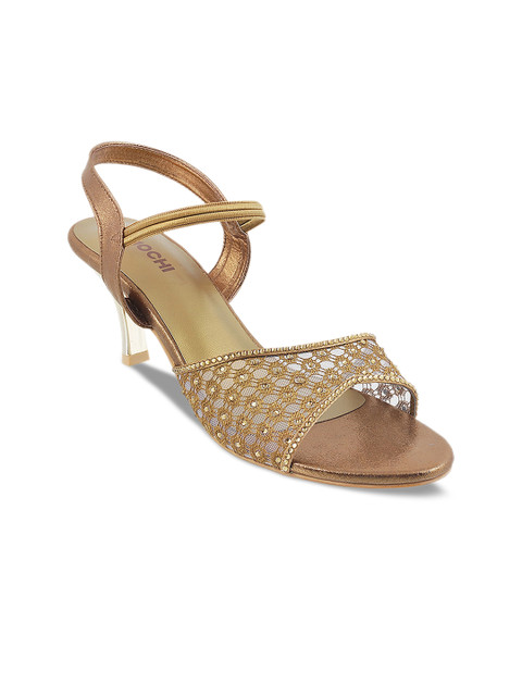 

Mochi Women Gold-Toned Woven Design Sandals