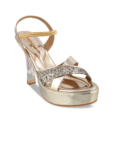 

Mochi Women Gold-Toned Solid Sandals