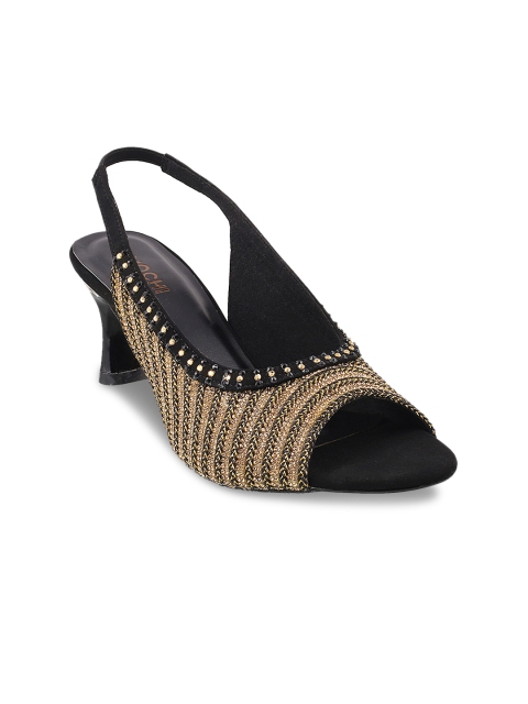 

Mochi Women Black Woven Design Peep Toes
