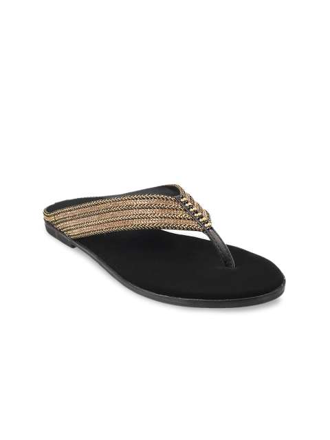 

Mochi Women Gold-Toned Solid Synthetic Open Toe Flats