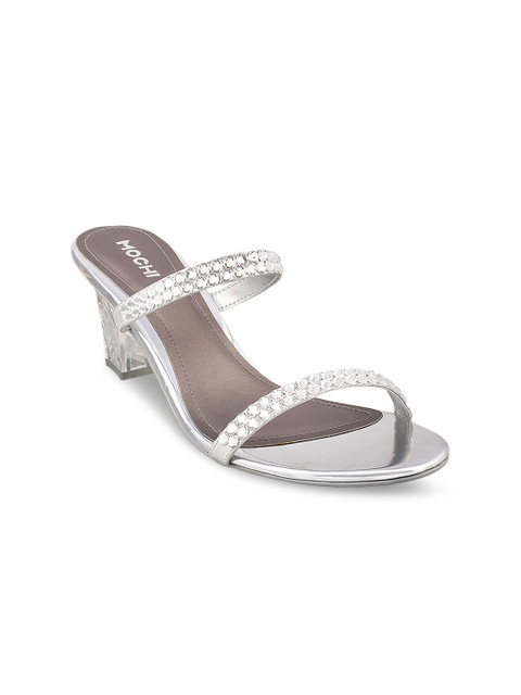 

Mochi Women Silver-Toned Solid Sandals