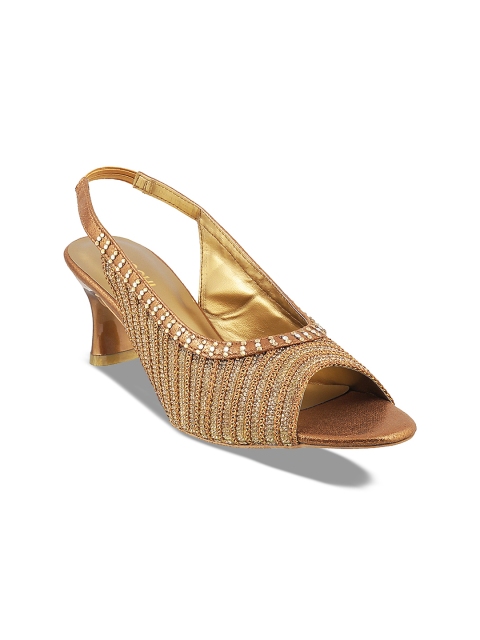

Mochi Women Gold-Toned Woven Design Sandals