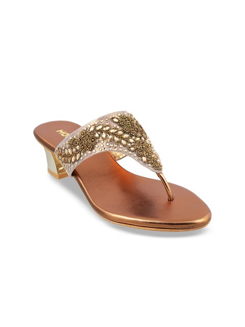 

Mochi Women Gold-Toned Woven Design Sandals