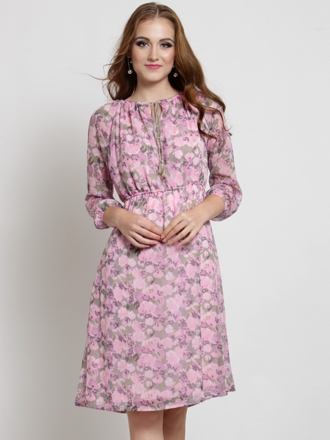 

Sera Women Pink Printed Fit and Flare Dress