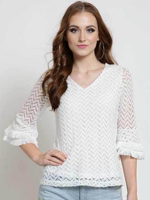

Sera Women White Self Design Top