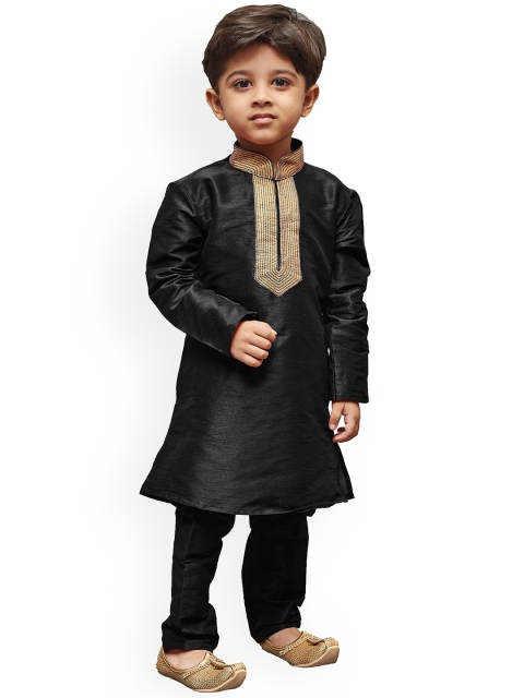 

JBN Creation Boys Black Embroidered Kurta with Churidar